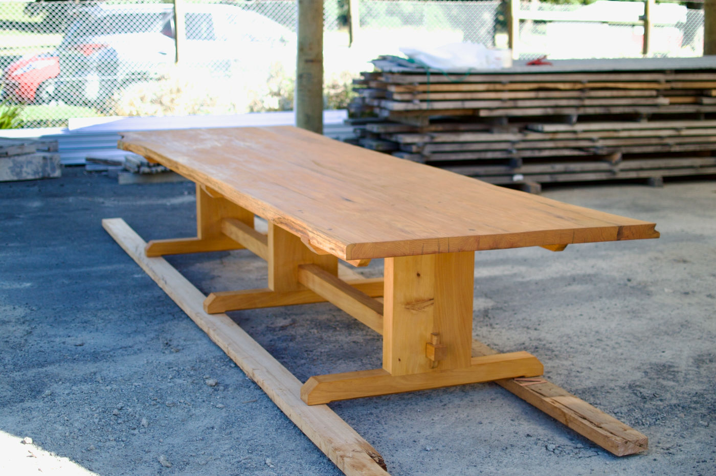 Macrocarpa slab table with live edge